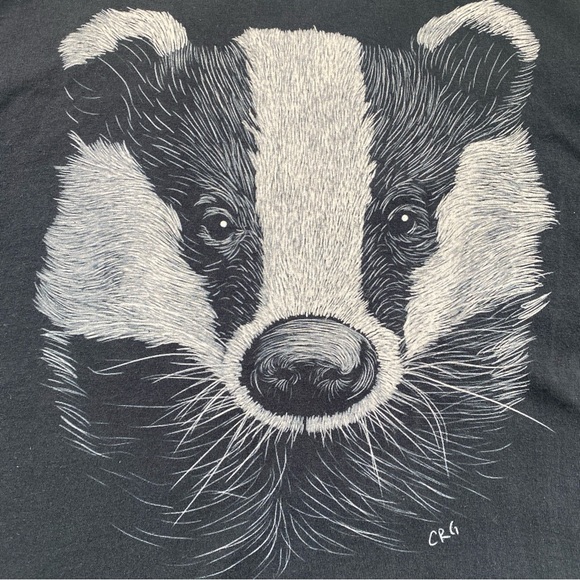 Vintage Badger Wildlife Animal T-Shirt Size L - Picture 3 of 6
